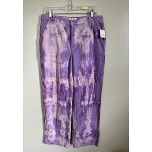 Womens NWT We The Free Free People Purple Straight Leg Tie Dye Corduroy Pants 31